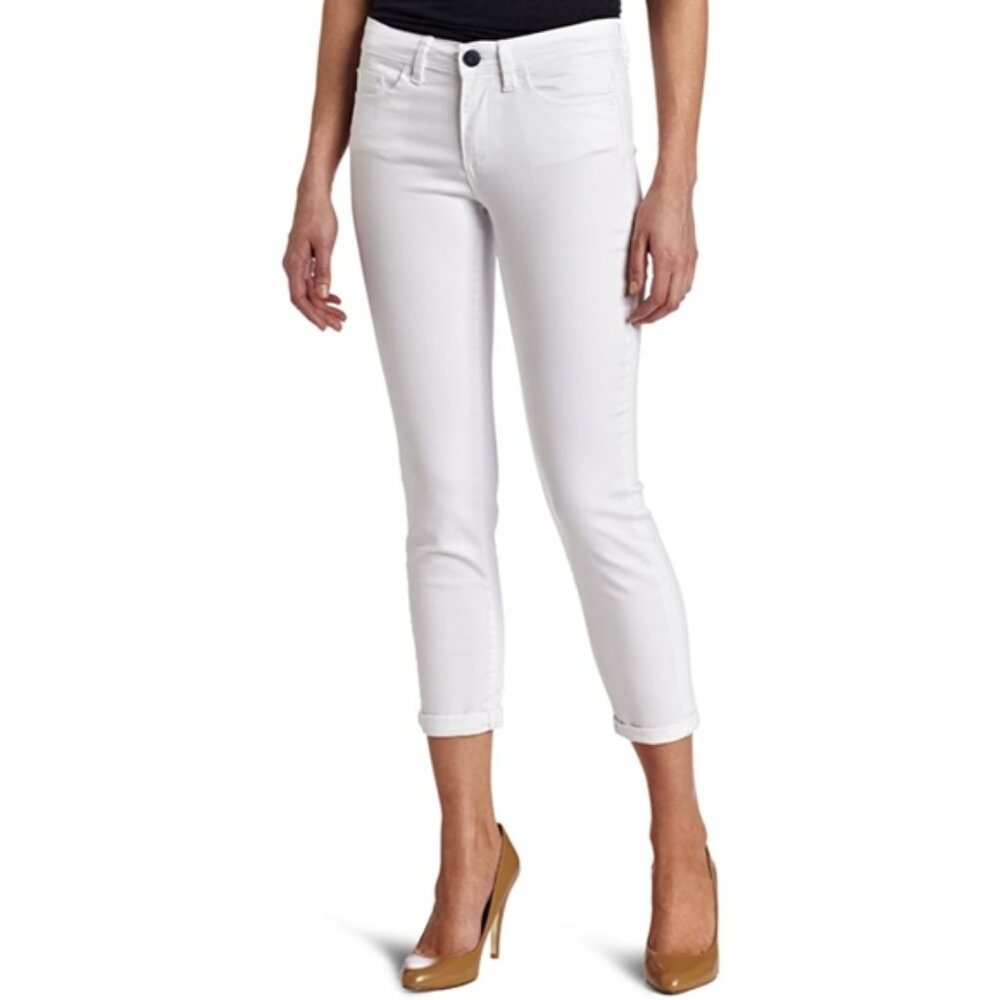 CALVIN KLEIN Crop Skinny Jeans with Lace Embroidery Women's sz 4 White Mid-Rise